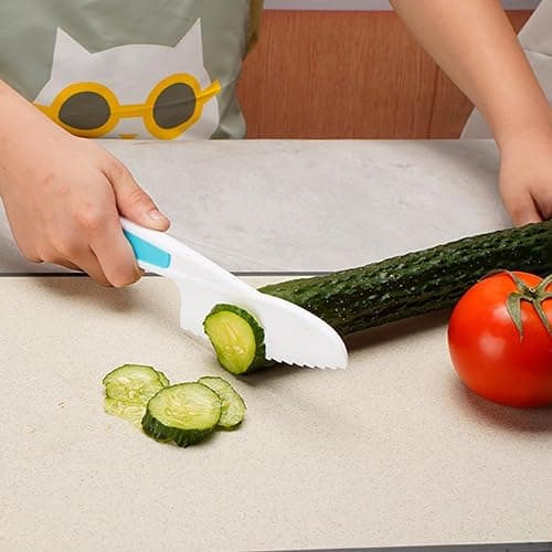 Kitchen Safety Knives for Kids, Children's Cooking Knives in 3 Sizes & Colors/Firm Grip, Serrated Edges for Vegetables, Fruits, Salad, Cake thumbnail 6