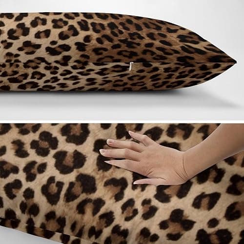 Brown Leopard Body Pillow Cover 20x54 Inch Black Cheetah Skin Wild Animal Print Body Pillowcase Rectangle Long Decorative Pillow Case Soft Cushion Throw Pillow Covers for Bed Couch thumbnail 5