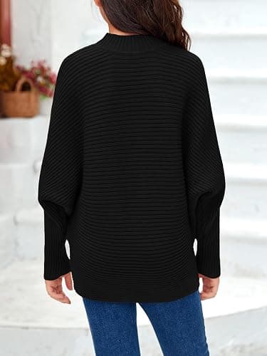 Mafulus Girl's Oversized Crewneck Fall Sweaters Kids Batwing Long Sleeve Slouchy Chunky Cute Pullover Jumper Shirts 5-14T thumbnail 4