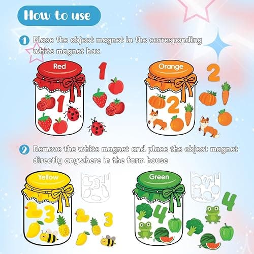 10Pcs Magnetic Color Sorting Cute Fridge Magnets for Kids Color Sorting | 60 Fridge Magnet Soft Magnets for Early Education Color Sorting Fine Motor Skills Boys Girls Gifts thumbnail 5