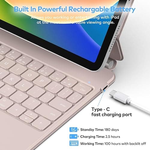 runelk Keyboard Case for iPad 10th Generation 2022 & 11th (A16, 2025) – Magic-Style Keyboard with Multi-Touch Trackpad – Floating Cantilever Stand – Magnetic Case for iPad 10.9 inch 10th / 11th Gen. thumbnail 9