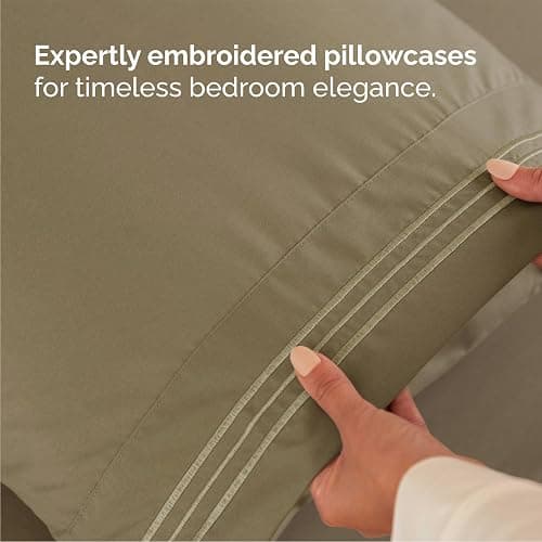 Queen Size 4 Piece Sheet Set - Comfy Breathable & Cooling Bed Sheets Set - Hotel Luxury Bedding for Women, Men, Kids, Teens, Boys & Girls - Deep Pockets, Ultra-Soft, Wrinkle Free - Oeko-Tex - Khaki thumbnail 6