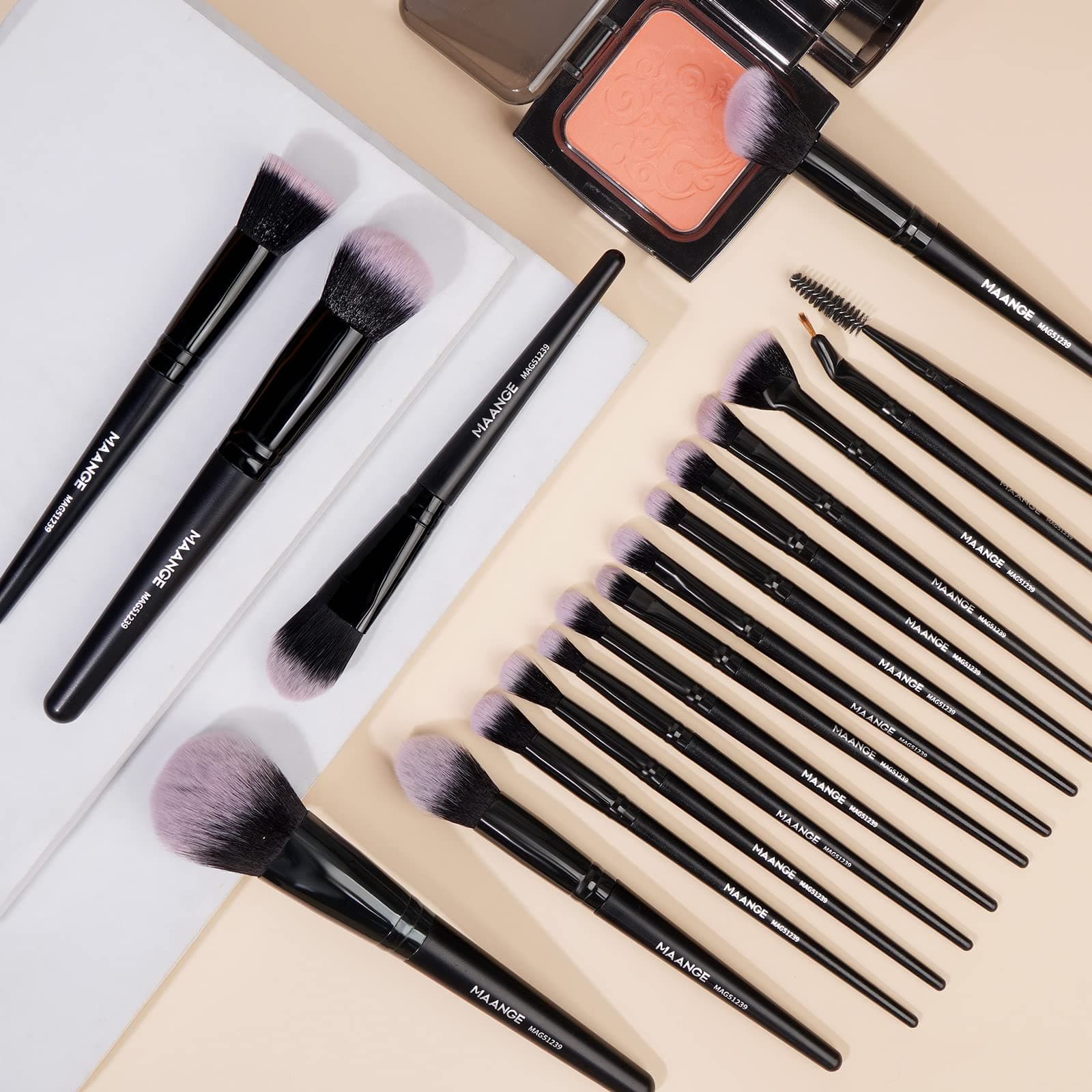MAANGE Make up Brushes 18 Pcs Professional Makeup Brush Set Premium Synthetic Eyeshadow Blush Foundation Makeup Brushes Travel Kabuki Brushes Set thumbnail 6
