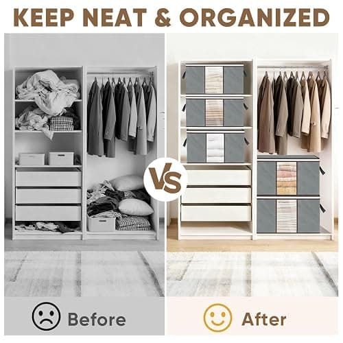 BALEINE 2 Pack Clothes Storage Bags, 16 Gallon Storage Containers with Reinforced Handle, Sturdy Zipper, Closet Organizer for Blanket, Comforter, Pillow, Bedding (Grey, 2 Pack) thumbnail 7