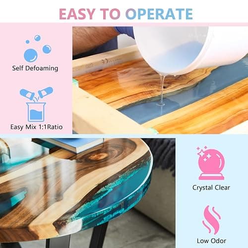 Epoxy Resin 1Gallon - Crystal Clear Epoxy Resin Kit - No Yellowing No Bubble Art Resins Casting for Art Crafts, Jewelry Making, Wood & Molds(1/2 Gallon x 2) thumbnail 3