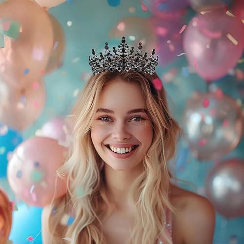 Schmoopy Tiara Crown for Women, Hair Accessories for Party Wedding (B-Black) thumbnail 7