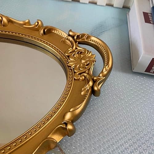 XPXKJ 7 Inch Vintage Heart Mirror - Elegant Desk Makeup Mirror with Double Sided 360 Degree Rotation Vanity Mirror for Coquette Room Decor (Beige 1pcs) - Beige thumbnail 7