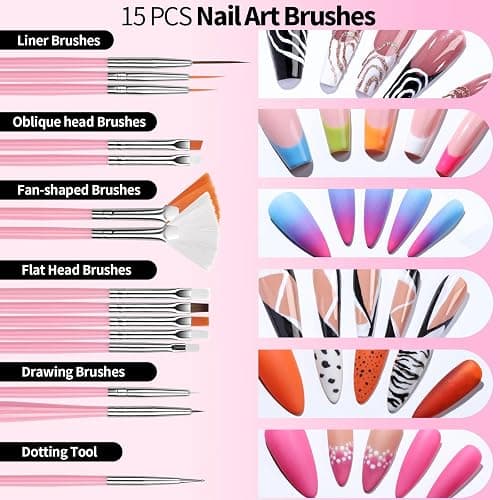 FANDAMEI Nail Design Tools, Nail Art Tools, Nail Brush, Nail Art Kit With Nail Stand, Nail Holder For Painting Nails, Nail Art Brushes, Nail Dotting Tool, Nail Art Palette, Nail Tools For Nail Art thumbnail 2