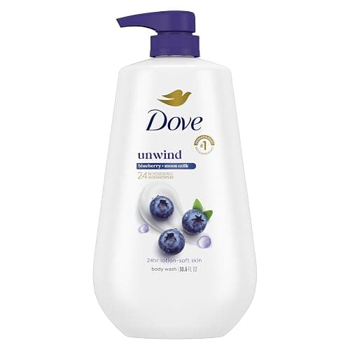 Dove Body Wash Unwind with MicroMoisture, Blueberry & Moon Milk, 30.6 oz | Dove Blueberry & Moon Milk Body Wash hydrates skin with sweet blueberry scent and MicroMoisture technology. - Image 1