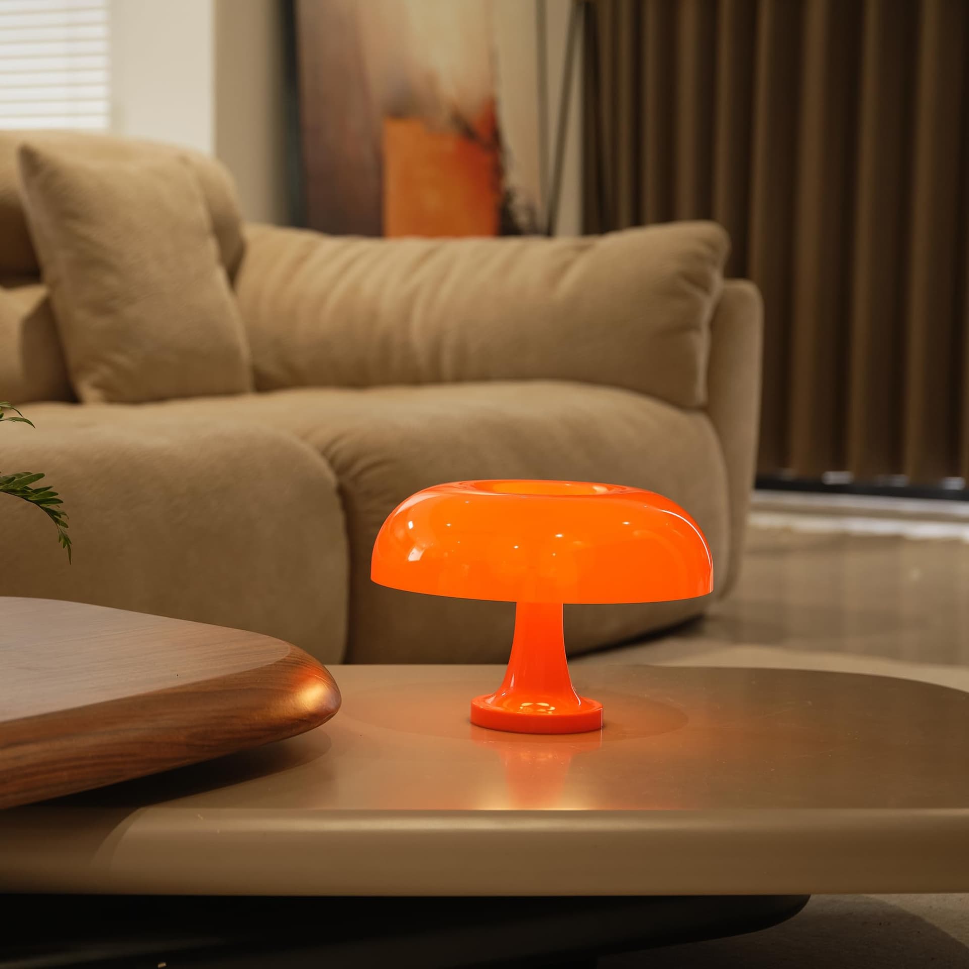 Orange Mushroom Lamp, Vintage Table Lamp, Mid Century Modern Retro Mushroom Style,Cordless Touch Lamps Bedside Charging Model,Dimmable for bedrooms Living Room Home Decor(Touch Adjustable Version) thumbnail 3