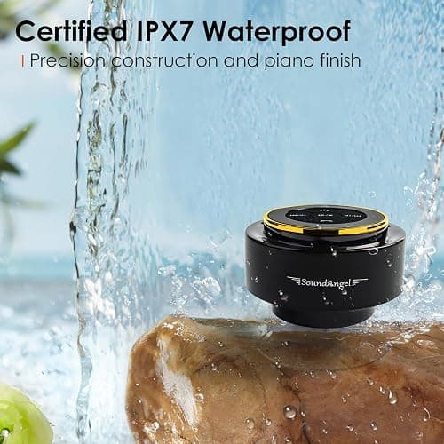 XLEADER (Upgraded Pro Shower Speaker, Certified IPX7 Waterproof Bluetooth Speaker, 8W Crystal Sound&Rich Bass, 15H Playtime, with Suction Cup&Silicone Lanyard,Ideal Gifts, SoundAngel Mate(2 Gen) Gold thumbnail 4