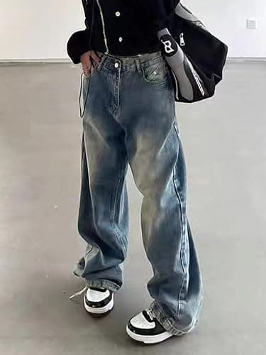 EMMIOL Women Wide Leg Jeans Mid-Low Waist Baggy Jeans Loose Boyfriends Jeans Y2K 90s Denim Pants thumbnail 3