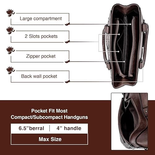 LAVAWA Tote Bag for Women Large Western Purse Ladies Top Handle Shoulder Handbags Vintage Embossed Concho Studs thumbnail 7