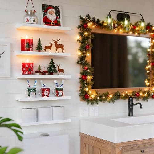 RICHER HOUSE 5 Set White Floating Shelves, Wall Mounted Shelves for Wall Decor, Modern Picture Ledge Shelf with Lip for Storage Nursery, Bedroom, Living Room, Bathroom - White thumbnail 2