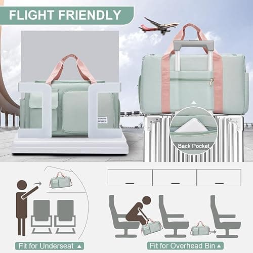 Small Gym Bag for Women, Travel Duffle Bag Carry On Weekender Bag with Shoe Compartment thumbnail 4