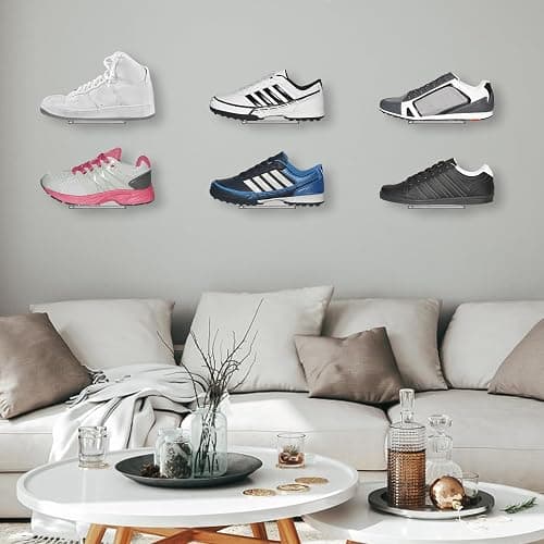 Youeon 8 Pack Floating Shoe Display Shelf, 8 x 3 Inch Acrylic Shoe Shelf for Wall, Floating Sneaker Shelves, Hanging Shoe Shelves for Bedroom, Gaming Room, Sneaker Collection, Easy to Install thumbnail 9