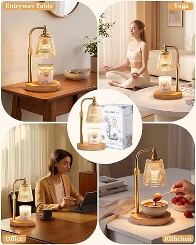 Candle Warmer Lamp with Timer,Birthday Gifts for Women Mom Home Decor | Adjustable Height Dimmable,Office Bedroom Dorm Living Room Decor,House Warming Gifts for New Home,Wax Melt Warmer,Gold thumbnail 7