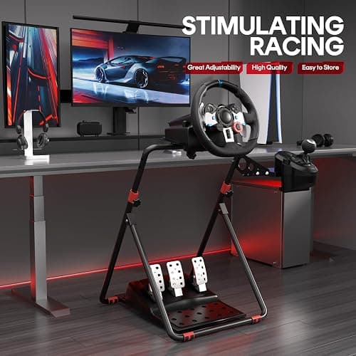 RACGTING Racing Wheel Stand for Logitech G29 - Foldable Racing Simulator Cockpit, Adjustable Sim Racing Stand for Logitech G920/G923/G27/G25, Thrustmaster T248X/T248/T300RS/T150/458, Black thumbnail 4