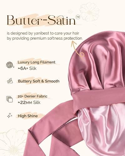 YANIBEST Double Layer Satin Silk Bonnet for Sleeping Hair Bonnet with Elastic Tie Band for Curly Hair Wig Caps thumbnail 3