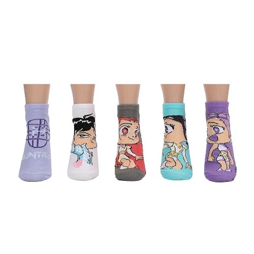 Bioworld KPop Demon Hunters Hunter/X & Derpy 5-Pair Pack Casual Crew Socks thumbnail 3