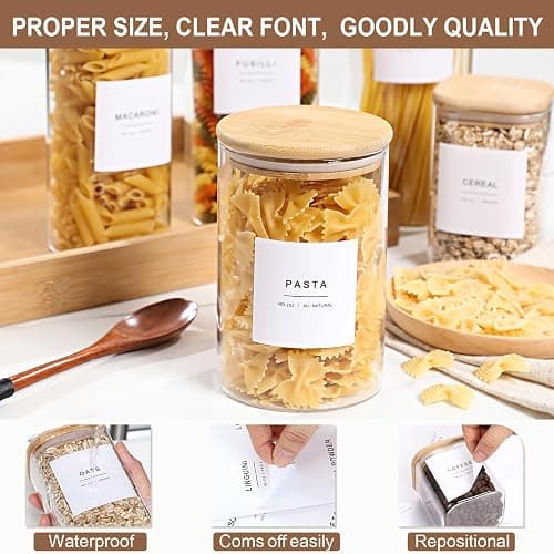 308 Kitchen Pantry Labels for Food Containers, 3 Sizes White Minimalist Labels for Organizing, Food Label for Jars, Storage Bins, Preprinted Waterproof Pantry Label for Containers thumbnail 3