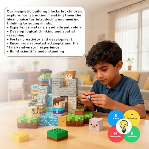 powerful xishan 200 PCS Magnetic Blocks, Magnetic Building Blocks Cubes, Dragon Magnet Toys for Kids Ages 3+, Magnet Blocks for Boys, Sensory Toy for STEM Learning Toys & Ideal Christmas Birthday Gift thumbnail 6