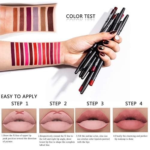 DC-BEAUTIFUL 18 Colors Lip Liners Pencil Set with 2 Pencil Sharpeners, Premium Waterproof Smooth Lip Pencils, Long Lasting Matte Makeup Lipliners thumbnail 5