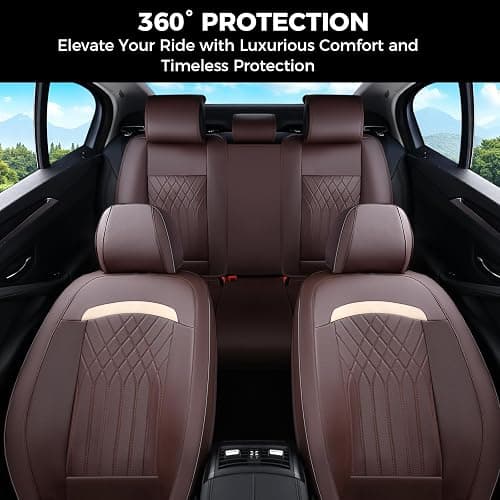 FLORICH Car Seat Covers Full Set, Leather Seat Covers for Cars, Car Seat Protector Waterproof Breathable, Universal Automotive Seat Covers, Front and Rear Car Seat Cover Fit for Most SUV Pick-up Truck thumbnail 5