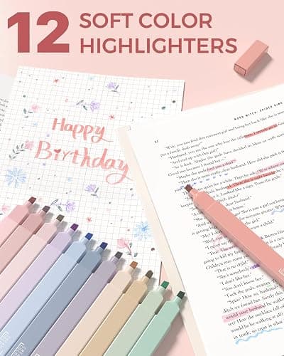 Four Candies 56 PCS Aesthetic School Supplies with Cute Pencil Case, 6 Multicolor Pen, 12 Pastel Highlighters, 5 Gel Pens Black Ink, 9 Mechanical Pencils for Student Stationary Set Preppy Stuff (Pink) thumbnail 6