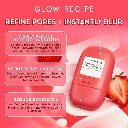 Glow Recipe Smooth Skin Sailing Skincare Set - Watermelon Glow Pink Juice Facial Moisturizer + Silicone-Free BHA Strawberry Pore Minimizer Blurring Drops (2 Count) thumbnail 4