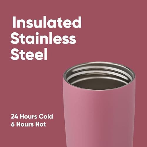 Owala SmoothSip Slider Insulated Stainless Steel Coffee Tumbler, Reusable Iced Coffee Cup, Hot Coffee Travel Mug, BPA Free 20 oz, Purple/Pink (Crochet Queen) thumbnail 4