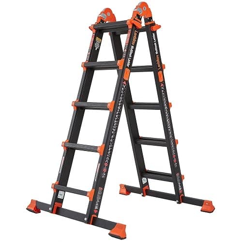 LANBITOU Ladder, A Frame 5 Step Ladder Extension, 17 Ft Anti-Slip Multi Position Ladder, Storage Folding Ladder, 330 lbs Security Load Telescoping Aluminum Ladders for Stairs Home Indoor Outdoor Roof | 2mm Thickness Aluminum,Telescoping,Anti-Slip Feet,ANSI Approved,Storage Folding,Security Load for Stairs Indoor Outdoor Roof - Image 1