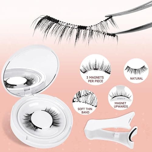 Magnetic-Eyelashes with Applicator, Higu clace Magnetic-Lashes No Glue or Eyeliner Needed, 1 Pair Reusable Eye Lash Kit Natural Look, False Eyelash Easy to Wear and Remove(STYLE F2) thumbnail 5