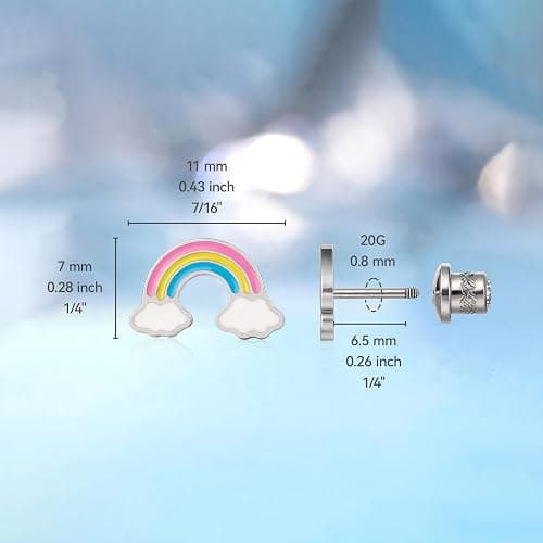 Limerencia Hypoallergenic G23 Implant Grade Titanium Screw Back Earrings Tragus 20G Helix F136 Piercing Post for Sensitive Ears Cartilage thumbnail 5