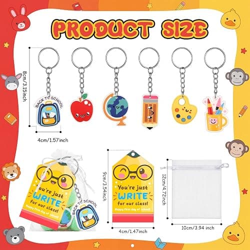 Wiwiqing 24 Sets Back to School Gifts for Students, First Day of School Mini Stuffed Animal with Keychain Card and Organza Bag for Classroom Exchange Reward Gift Party Favors Prize Goodie Bag Fillers thumbnail 3
