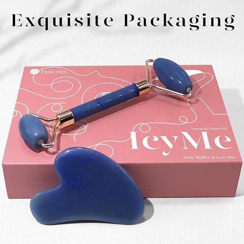 BAIMEI IcyMe Jade Face Roller & Gua Sha, Facial Beauty Roller Skin Care Tools, Self Care Gift for Men Women, Massager for Face, Eyes, Neck, Relieve Fine Lines and Wrinkles - Blue thumbnail 6