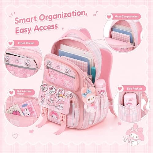 Festa Park Cutecore Backpack Shoulder Bag Purse, Kawaii Cartoon Bookbag Aesthetic Large Harajuku Daypack Preppy Rucksack Bags (Pink) thumbnail 6
