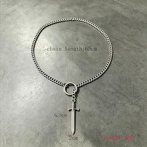 Black Choker Necklace for Women Handmade Adjustable Stainless Steel Long Cuban Chain Moon Bar Raven Heart Pendant Goth Lariat Slip Chain Collar Jewelry Accessories thumbnail 7