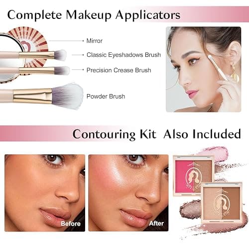 Color Nymph Makeup Kit for Teen Girls Full Makeup Set with Train Case Pink | Beginner Makeup Kit for Teens, 17pcs Makeup Set, Makeup Train Case Pink, Removable Make Up Kits for Travel, Touch-ups, Vegan thumbnail 8