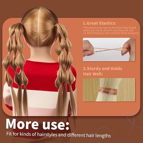 Teenitor Elastic Hair Bands, Small Hair Ties, 2000pcs, Light Brown thumbnail 4