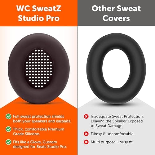 WC SweatZ Studio Pro - Patented Protective Silicone Earpad Covers for Beats Studio Pro Made by Wicked Cushions | Sweatproof & Easily Washable | Brown thumbnail 3