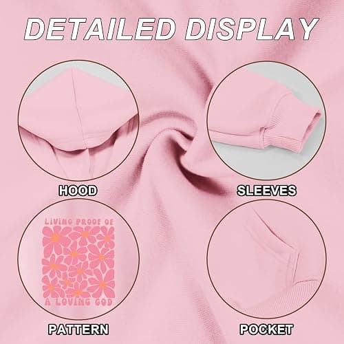 KEEVICI Cute Christian Graphic Hoodies For Girls God Flower Hoodie Kids Jesus Sweatshirt Religious Bible Verse Pullover thumbnail 7