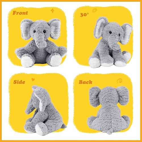 Mikee Fluffie Elephant Stuffed Animals Soft Plush Toy for Baby Girls Boys,12" Grey Soft Small Stuffed Elephant Huggable Gifts for Birthday thumbnail 4