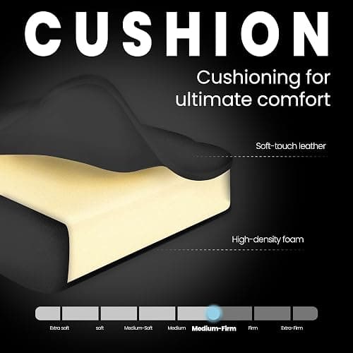N-GEN GAMING Video Gaming Chair with Footrest Lumbar Support for Home Office High Back Recliner Height Adjustable Ergonomic Comfy Leather Computer Desk Chair (Black) thumbnail 7