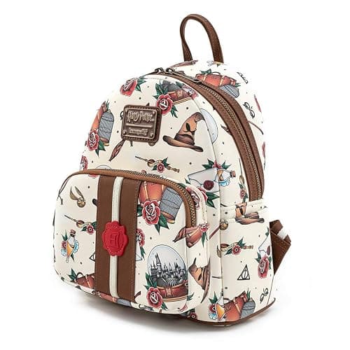 Loungefly Harry Potter Tattoo Art Cream Color Womens Double Strap Shoulder Bag Purse thumbnail 2