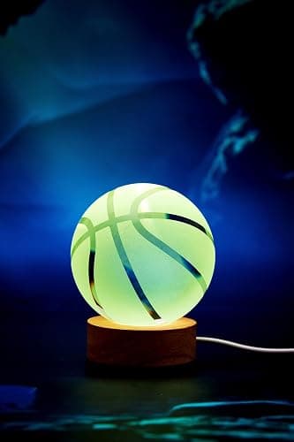 Basketball Crystal Ball Lamp,3.15 inch 3D K9 Crystal Ball Night Light with Wooden Base,Basketball Lamp Light, Gifts for Boys,16 Colors Change with Remote Control (K) thumbnail 9