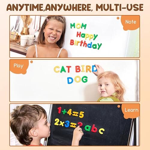 JoyCat 104 Pieces Magnetic Letters Numbers Alphabet Fridge Magnets ABC 123 Preschool Educational Learning Plastic Colorful Toy Set Uppercase Lowercase Math Symbols for Toddlers Kids 3+ thumbnail 6