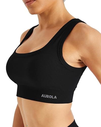 AUROLA Power Womens Square Back Basic Sports Bra - Square Neck Padded Low Impact Yoga Bra Workout Crop Top thumbnail 2