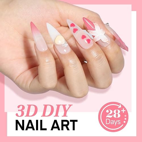 UNA GELLA 3D Gel Nail Art, 3D Nail Gel Sculpting G el Glue 15g 4 in 1 No Wipe Clear Nail Polish for Nails Tips, Chrome Powder, Nail Charms Gems, Drawing, Molding and DIY Nail Art Lamp Curing Needed thumbnail 8