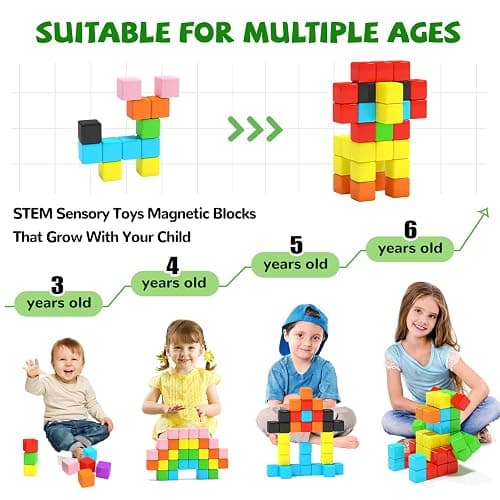 Hiwawind 40pcs Magnetic Blocks -Ideal Gifts for 3 4 5 6 Year Old,STEM Learning Toys for 3-5 Year Old Boys & Girls, Safe & Strong Building Blocks with ASMR Sounds,Classroom Must Haves thumbnail 4